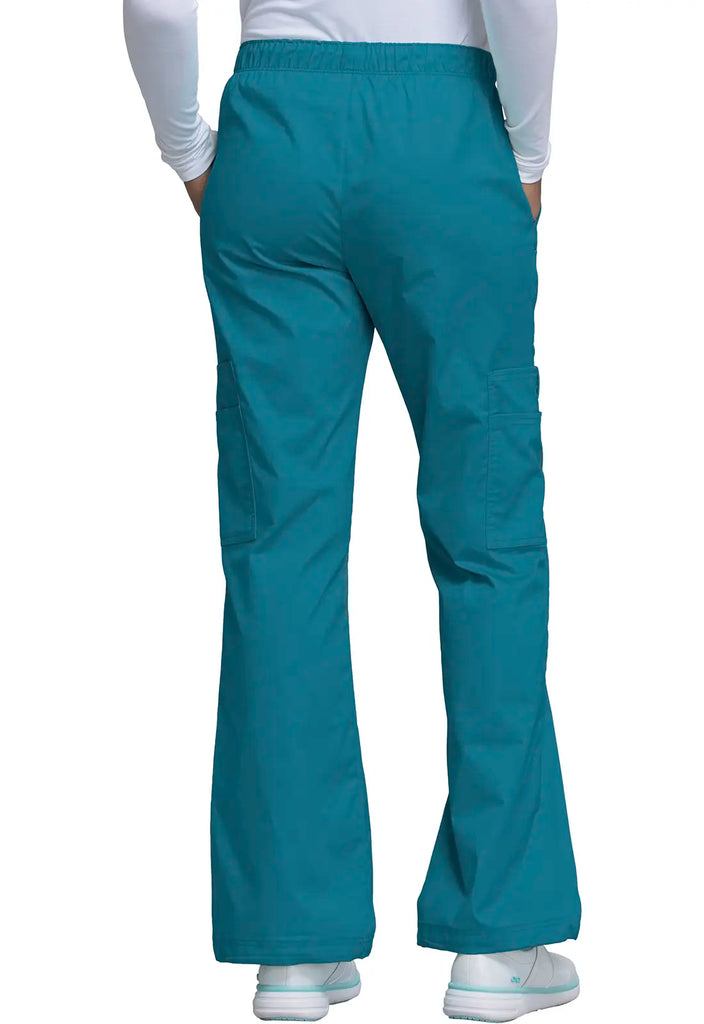 Cherokee Scrubs Women's Mid Rise Pull-On Cargo Pant Caribbean Blue | scrub-supply.com