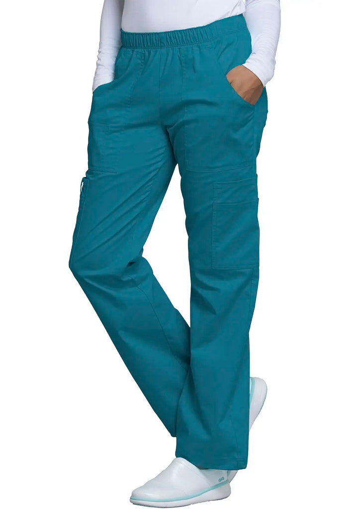 Cherokee Scrubs Women's Mid Rise Pull-On Cargo Pant Caribbean Blue | scrub-supply.com