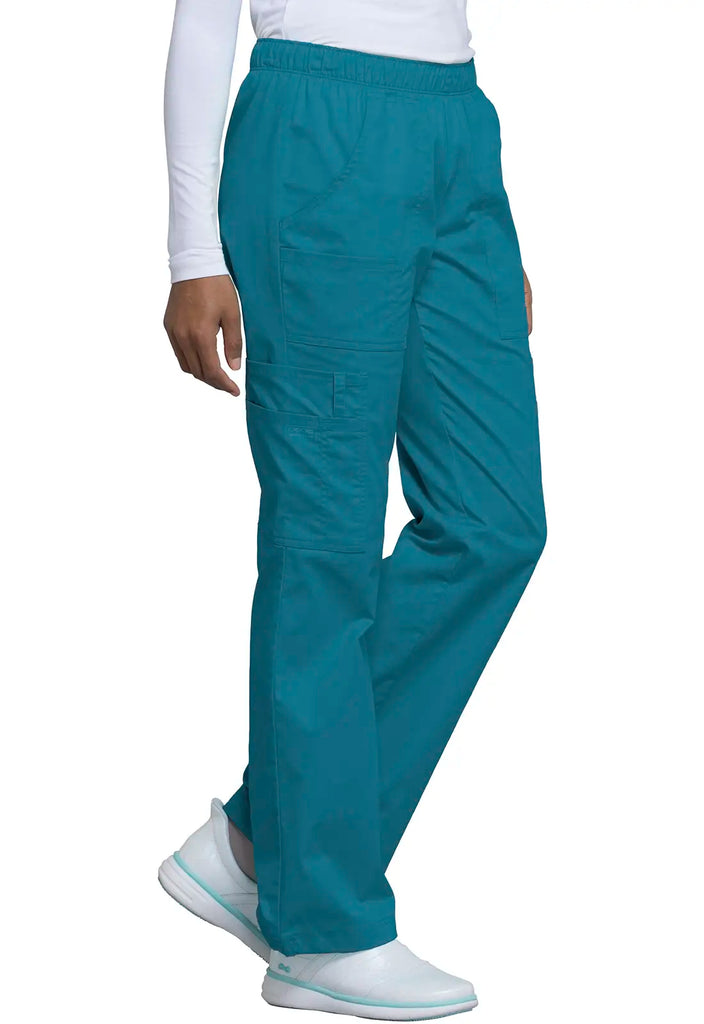 Cherokee Scrubs Women's Mid Rise Pull-On Cargo Pant Caribbean Blue | scrub-supply.com