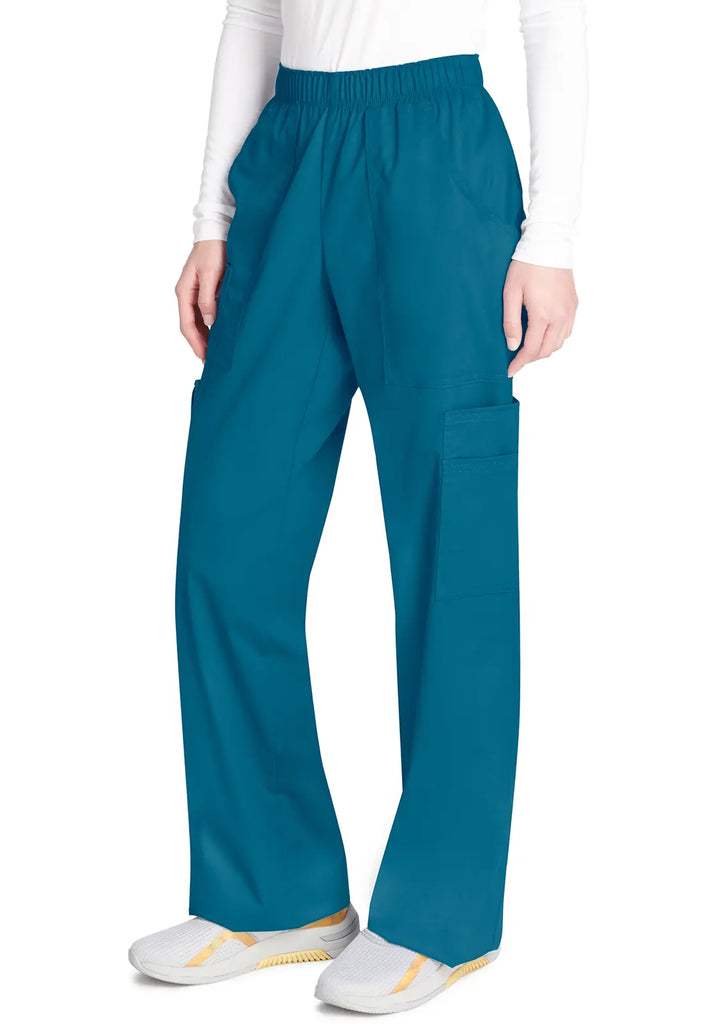 Cherokee Scrubs Women's Mid Rise Pull-On Cargo Pant Caribbean Blue | scrub-supply.com