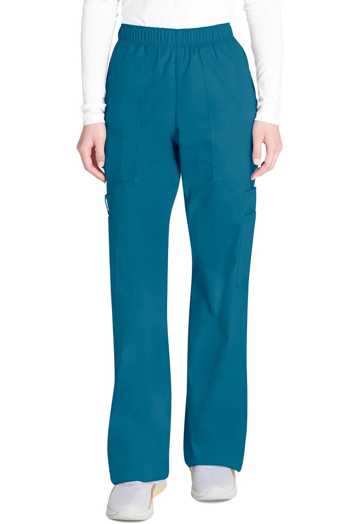 Cherokee Scrubs Women's Mid Rise Pull-On Cargo Pant Caribbean Blue | scrub-supply.com