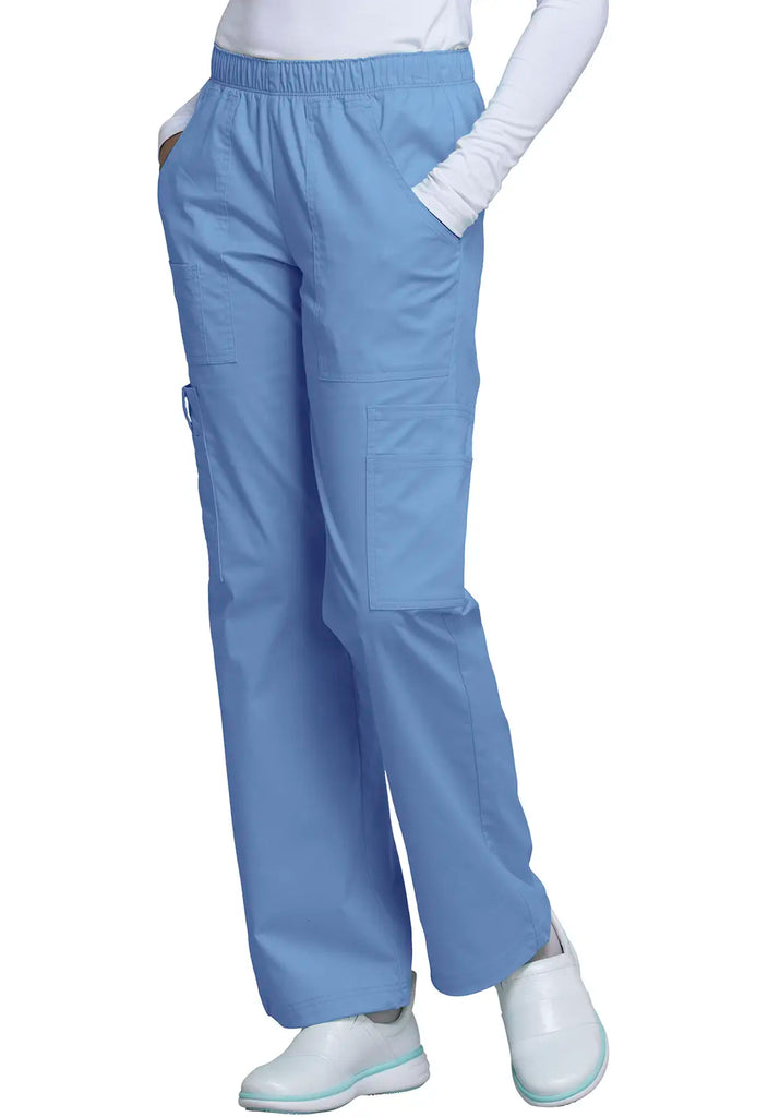 Cherokee Scrubs Women's Mid Rise Pull-On Cargo Pant Ceil Blue | scrub-supply.com