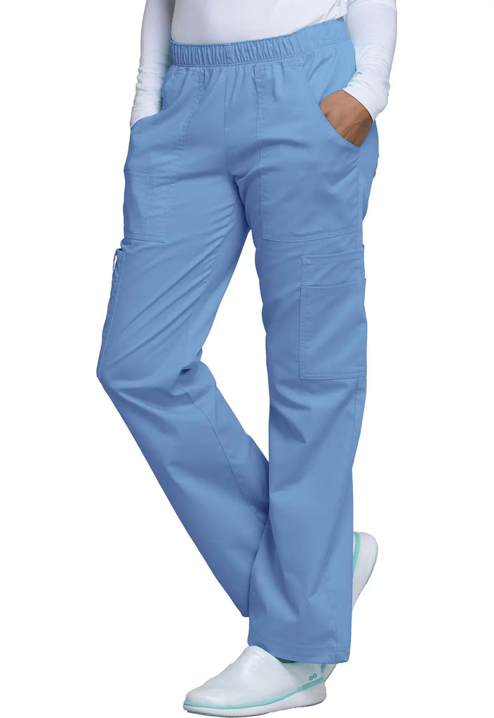 Cherokee Scrubs Women's Mid Rise Pull-On Cargo Pant Ceil Blue | scrub-supply.com