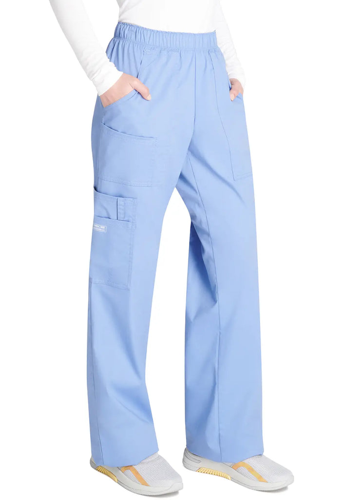 Cherokee Scrubs Women's Mid Rise Pull-On Cargo Pant Ceil Blue | scrub-supply.com