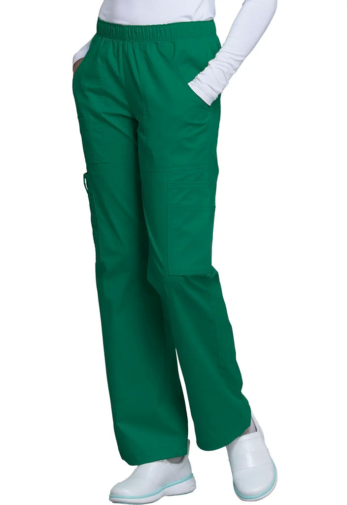 Cherokee Scrubs Women's Mid Rise Pull-On Cargo Pant Hunter Green | scrub-supply.com