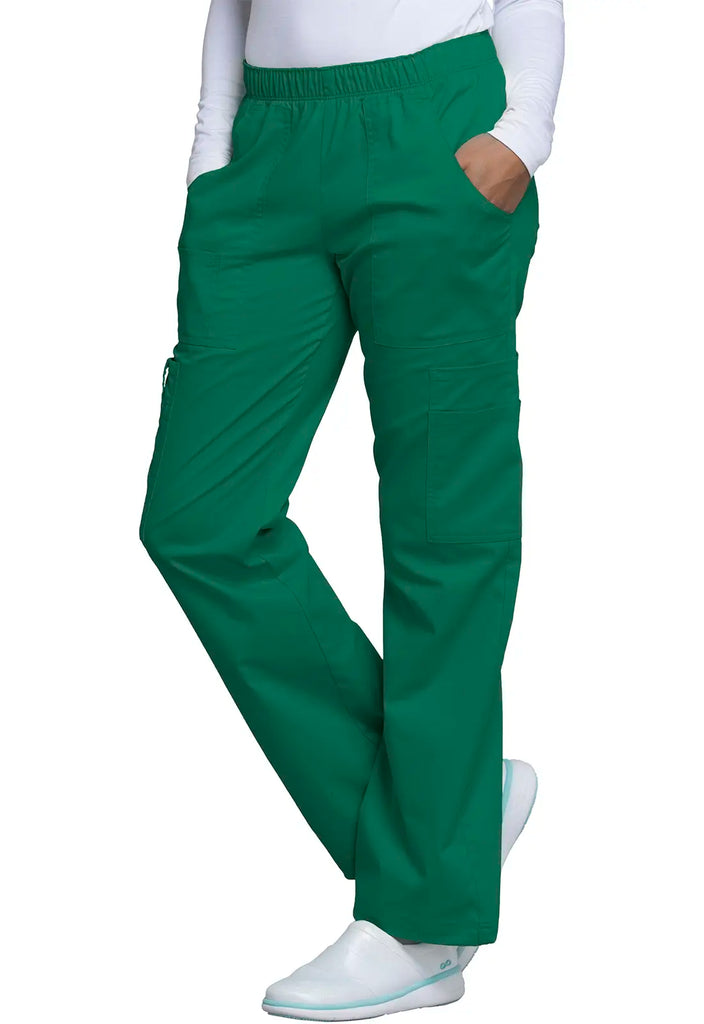 Cherokee Scrubs Mid Rise Pull-On Cargo Pant Hunter Green | scrub-supply.com