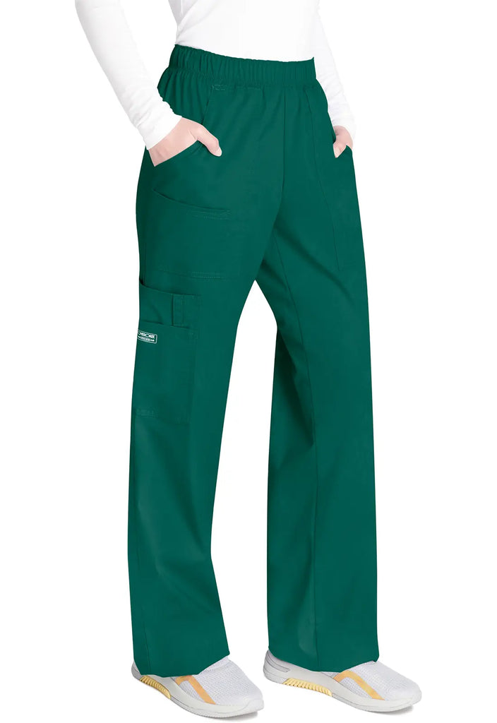 Cherokee Scrubs Women's Mid Rise Pull-On Cargo Pant Hunter Green | scrub-supply.com