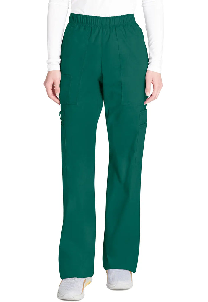 Cherokee Scrubs Women's Mid Rise Pull-On Cargo Pant Hunter Green | scrub-supply.com