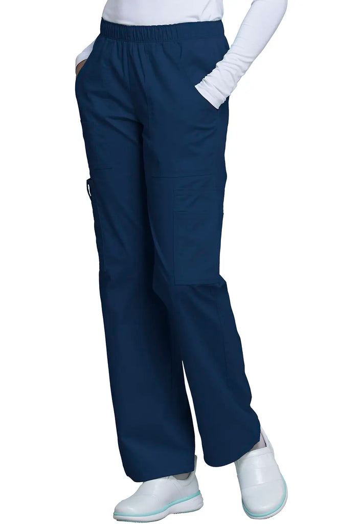 Cherokee Scrubs Mid Rise Pull-On Cargo Pant Navy | scrub-supply.com