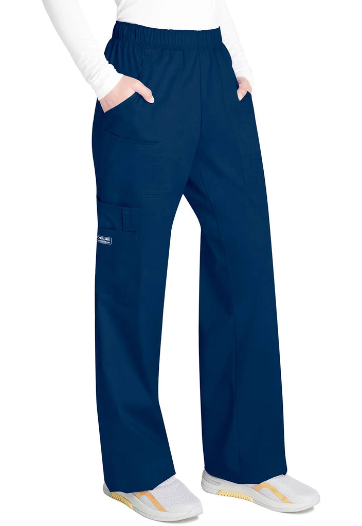 Cherokee Scrubs Women's Mid Rise Pull-On Cargo Pant Navy | scrub-supply.com