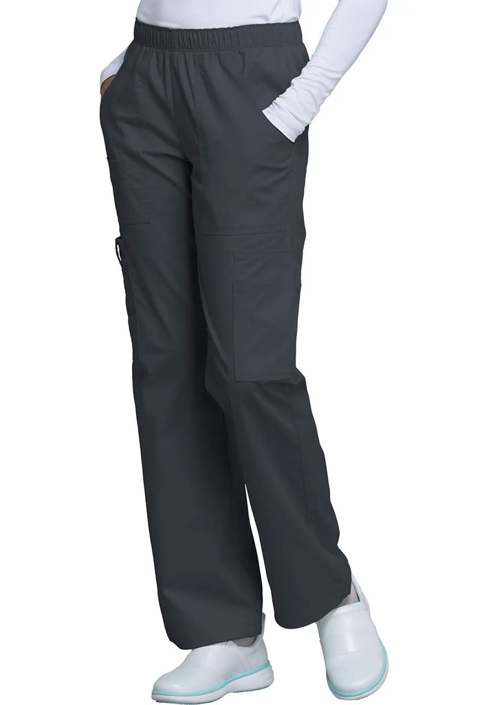 Cherokee Scrubs Mid Rise Pull-On Cargo Pant Pewter | scrub-supply.com