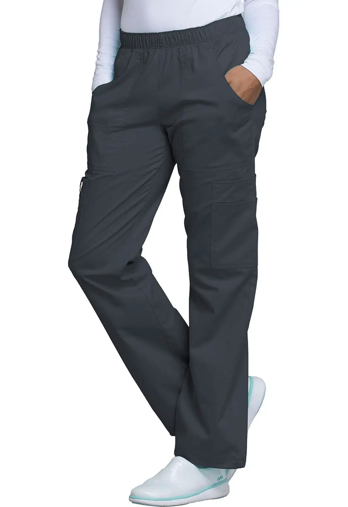 Cherokee Scrubs Mid Rise Pull-On Cargo Pant Pewter | scrub-supply.com