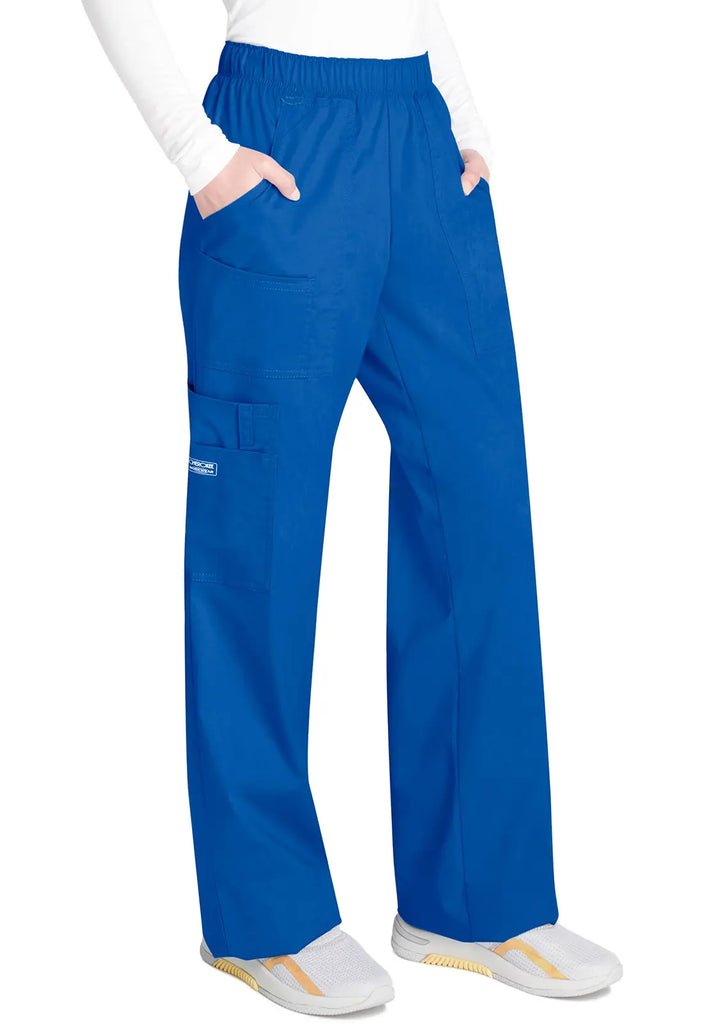 Cherokee Scrubs Women's Mid Rise Pull-On Cargo Pant Royal Blue | scrub-supply.com