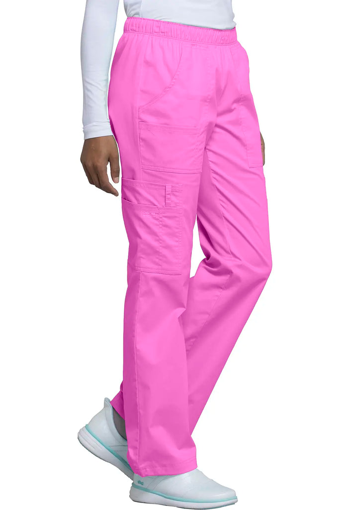 Cherokee Scrubs Women's Mid Rise Pull-On Cargo Pant Shocking Pink | scrub-supply.com