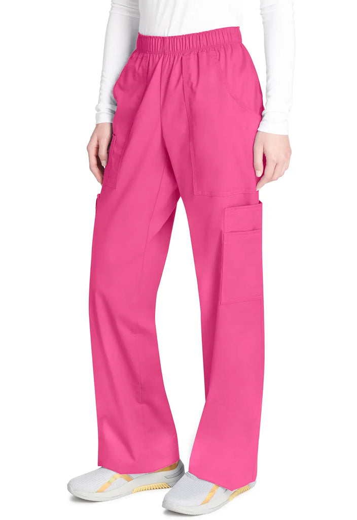 Cherokee Scrubs Women's Mid Rise Pull-On Cargo Pant Shocking Pink | scrub-supply.com