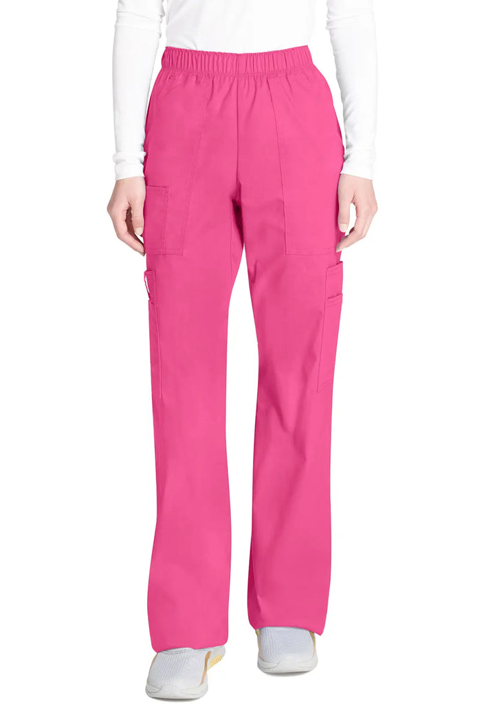 Cherokee Scrubs Women's Mid Rise Pull-On Cargo Pant Shocking Pink | scrub-supply.com