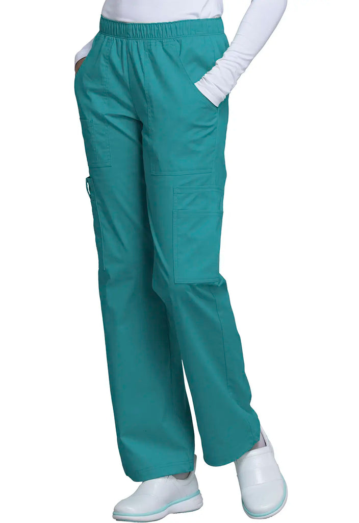 Cherokee Scrubs Mid Rise Pull-On Cargo Pant Teal | scrub-supply.com