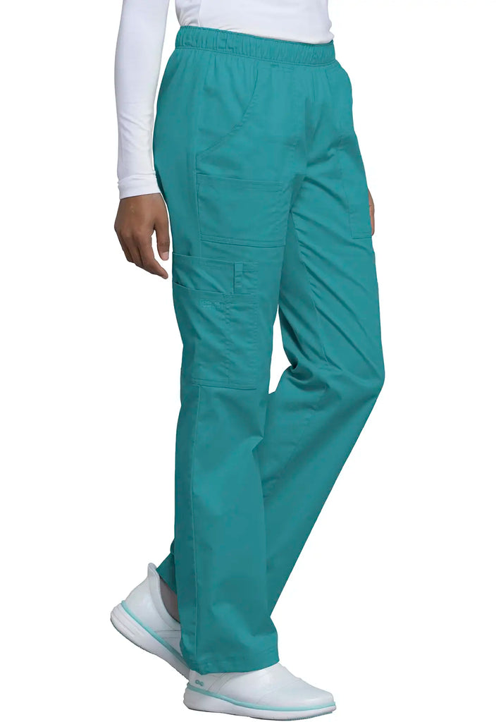 Cherokee Scrubs Mid Rise Pull-On Cargo Pant Teal | scrub-supply.com