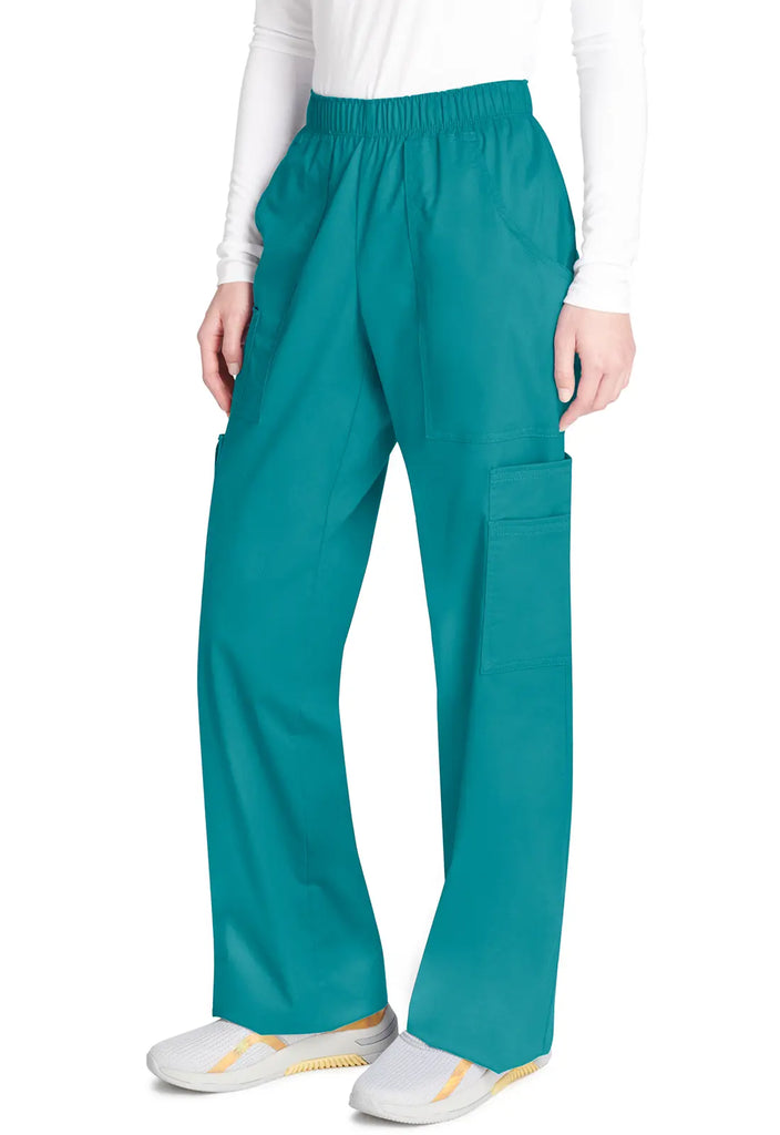 Cherokee Scrubs Women's Mid Rise Pull-On Cargo Pant Teal | scrub-supply.com