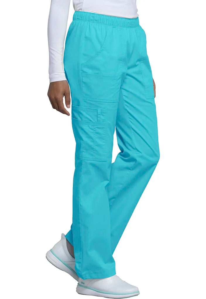 Cherokee Scrubs Mid Rise Pull-On Cargo Pant Turquoise | scrub-supply.com