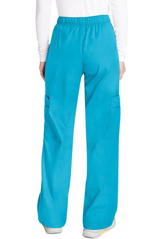 Cherokee Scrubs Women's Mid Rise Pull-On Cargo Pant Turquoise | scrub-supply.com
