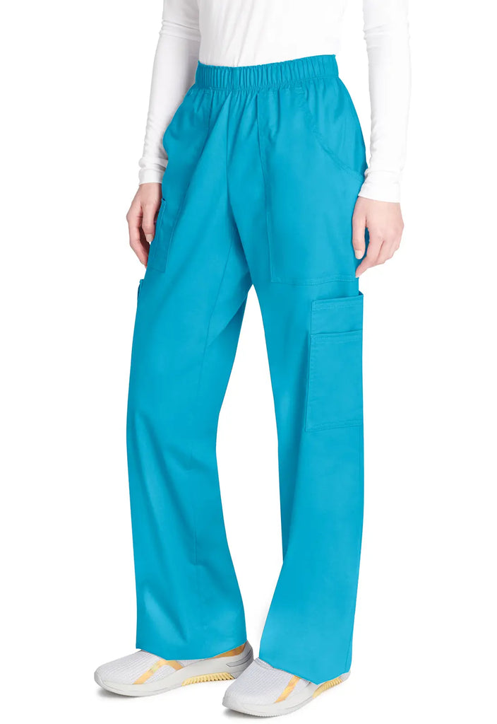 Cherokee Scrubs Women's Mid Rise Pull-On Cargo Pant Turquoise | scrub-supply.com