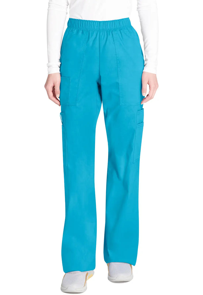 Cherokee Scrubs Women's Mid Rise Pull-On Cargo Pant Turquoise | scrub-supply.com