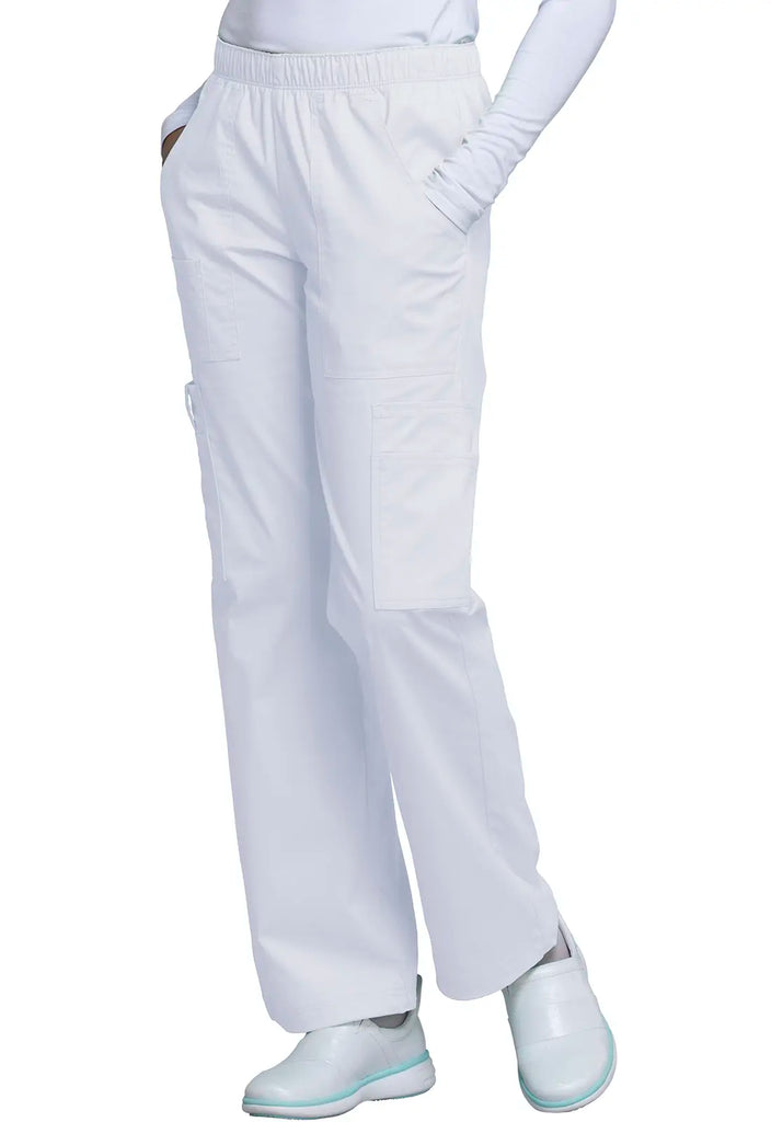 Cherokee Scrubs Mid Rise Pull-On Cargo Pant White | scrub-supply.com