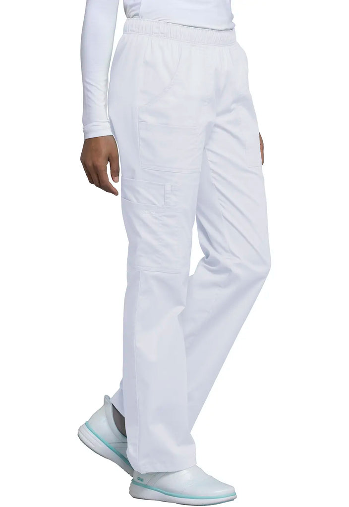 Cherokee Scrubs Mid Rise Pull-On Cargo Pant White | scrub-supply.com