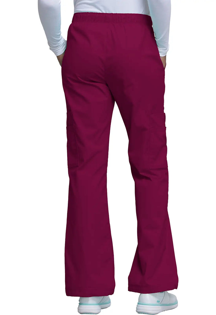 Cherokee Scrubs Women's Mid Rise Pull-On Cargo Pant Wine | scrub-supply.com