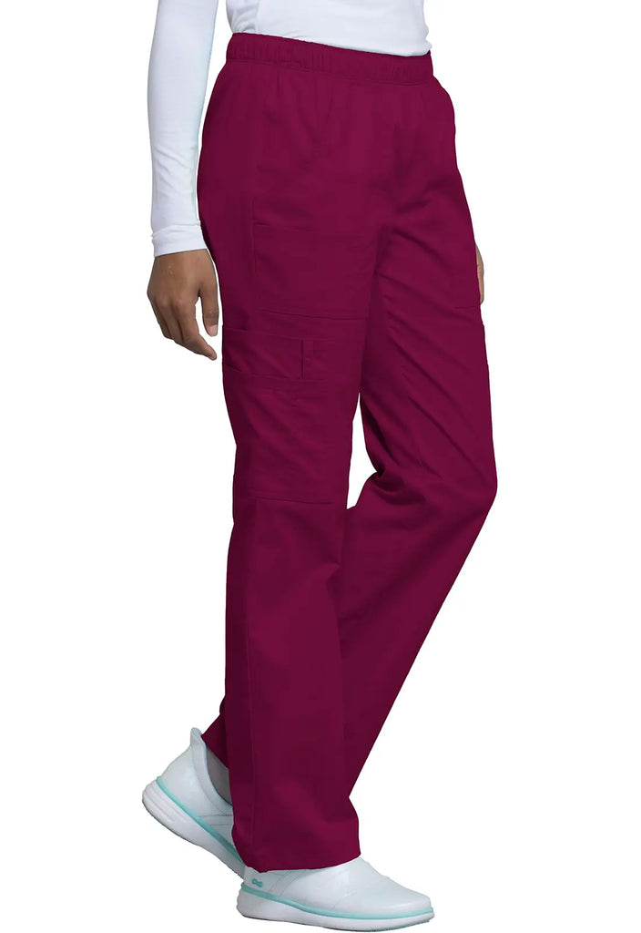 Cherokee Scrubs Women's Mid Rise Pull-On Cargo Pant Wine | scrub-supply.com