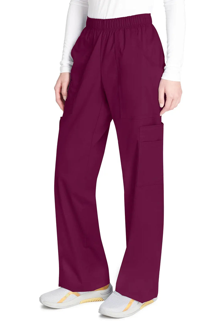 Cherokee Scrubs Women's Mid Rise Pull-On Cargo Pant Wine | scrub-supply.com