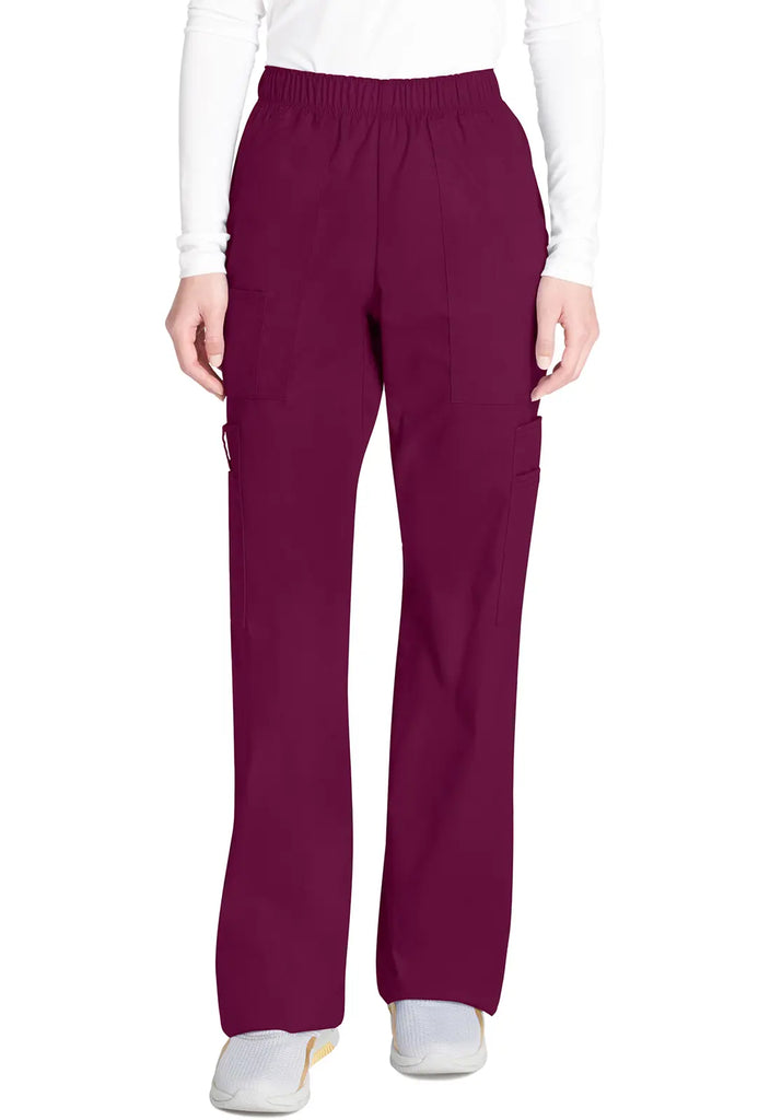 Cherokee Scrubs Women's Mid Rise Pull-On Cargo Pant Wine | scrub-supply.com