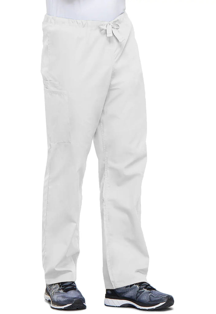 Cherokee Scrubs Unisex 3-Pocket Drawstring Cargo Pant White | scrub-supply.com