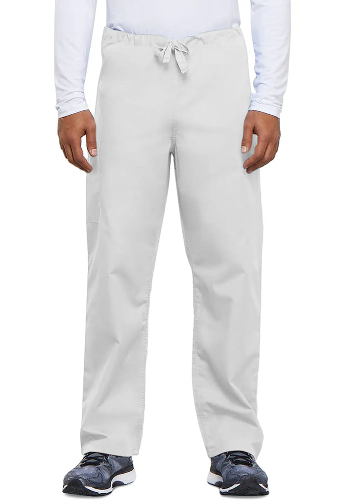 Cherokee Scrubs Unisex 3-Pocket Drawstring Cargo Pant White | scrub-supply.com