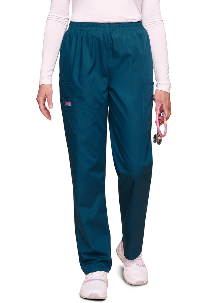 Cherokee Scrubs Women's Pull-on Cargo Pant Caribbean Blue | scrub-supply.com