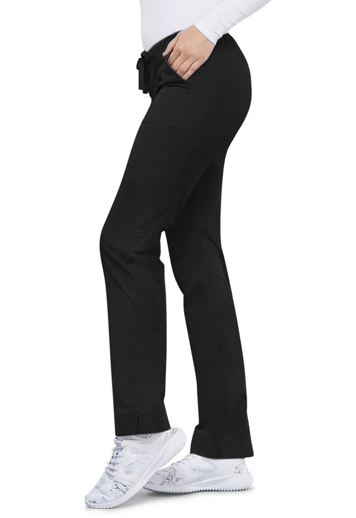 Cherokee Scrubs Women's Mid Rise Slim Straight Drawstring Pant Black | scrub-supply.com