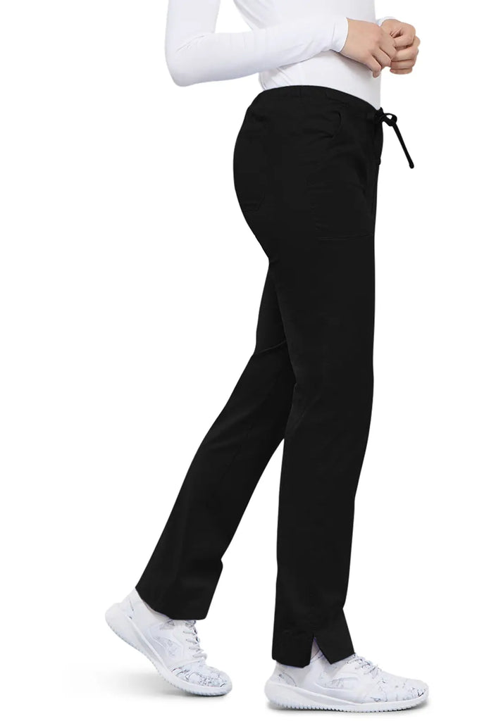 Cherokee Scrubs Women's Mid Rise Slim Straight Drawstring Pant Black | scrub-supply.com