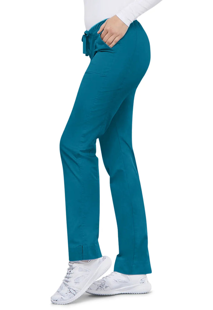 Cherokee Scrubs Women's Mid Rise Slim Straight Drawstring Pant Caribbean Blue | scrub-supply.com