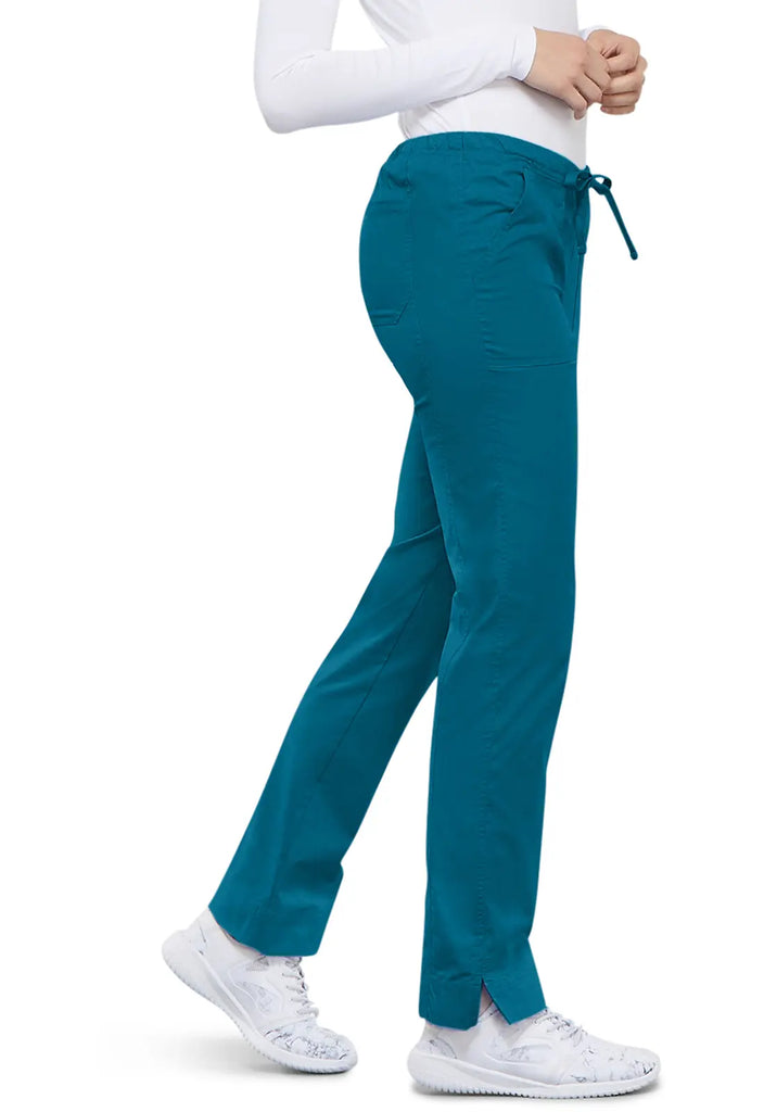 Cherokee Scrubs Women's Mid Rise Slim Straight Drawstring Pant Caribbean Blue | scrub-supply.com