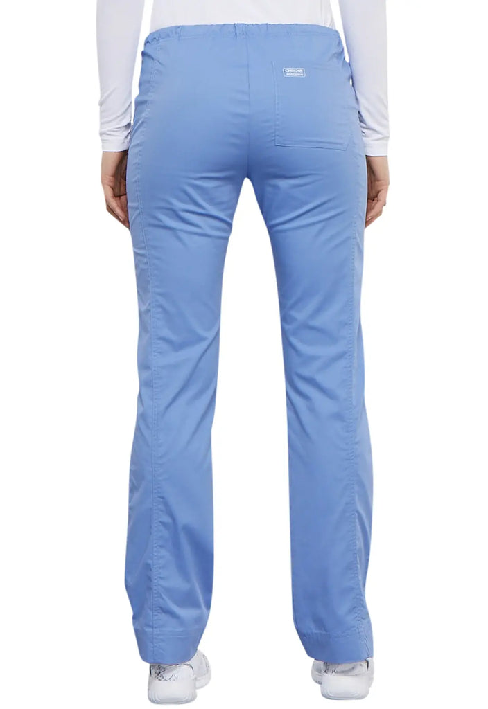 Cherokee Scrubs Women's Mid Rise Slim Straight Drawstring Pant Ceil Blue | scrub-supply.com