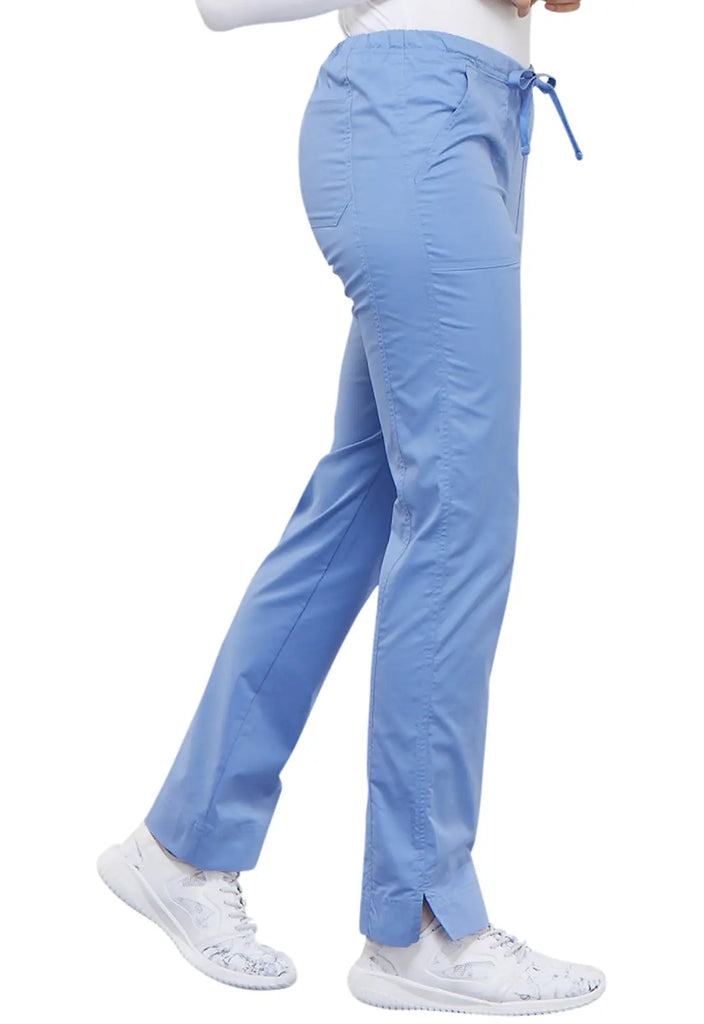 Cherokee Scrubs Women's Mid Rise Slim Straight Drawstring Pant Ceil Blue | scrub-supply.com