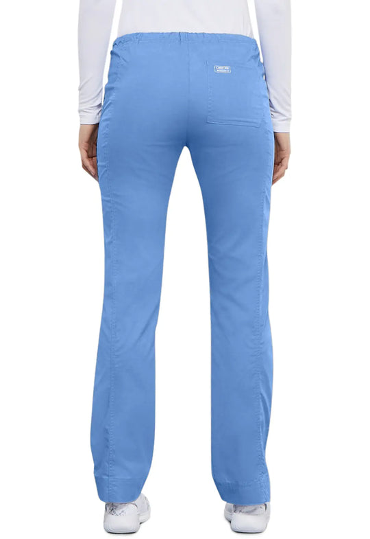 Cherokee Scrubs Women's Mid Rise Slim Straight Drawstring Pant Ceil Blue | scrub-supply.com