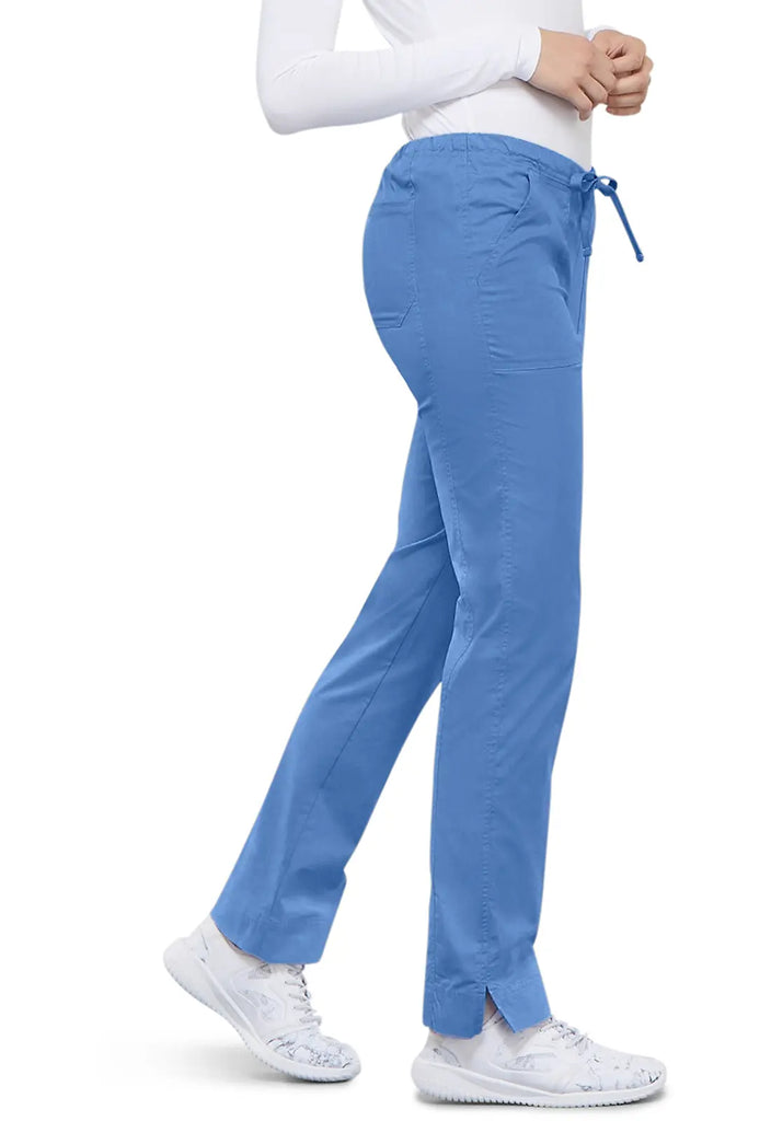 Cherokee Scrubs Women's Mid Rise Slim Straight Drawstring Pant Ceil Blue | scrub-supply.com