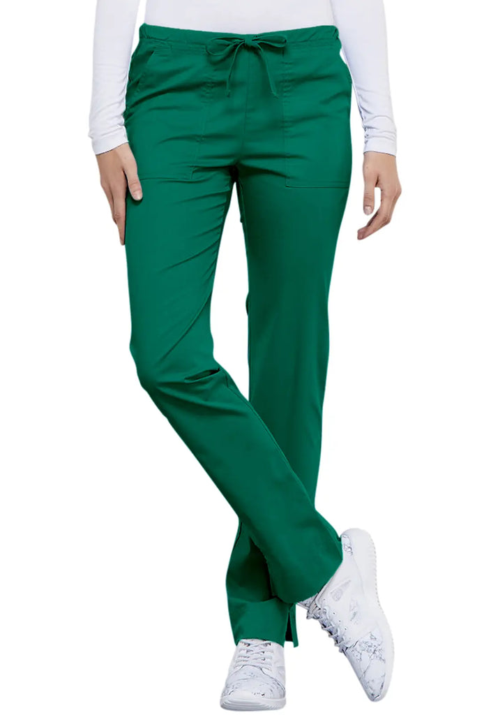 Cherokee Scrubs Women's Mid Rise Slim Straight Drawstring Pant Hunter Green | scrub-supply.com