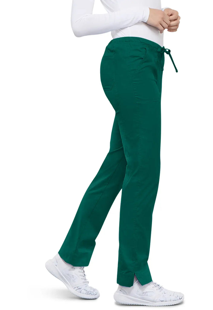 Cherokee Scrubs Women's Mid Rise Slim Straight Drawstring Pant Hunter Green | scrub-supply.com