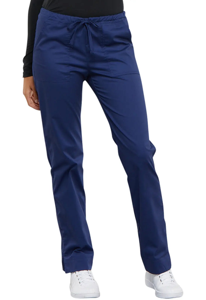 Cherokee Scrubs Mid Rise Slim Straight Drawstring Pant Navy | scrub-supply.com