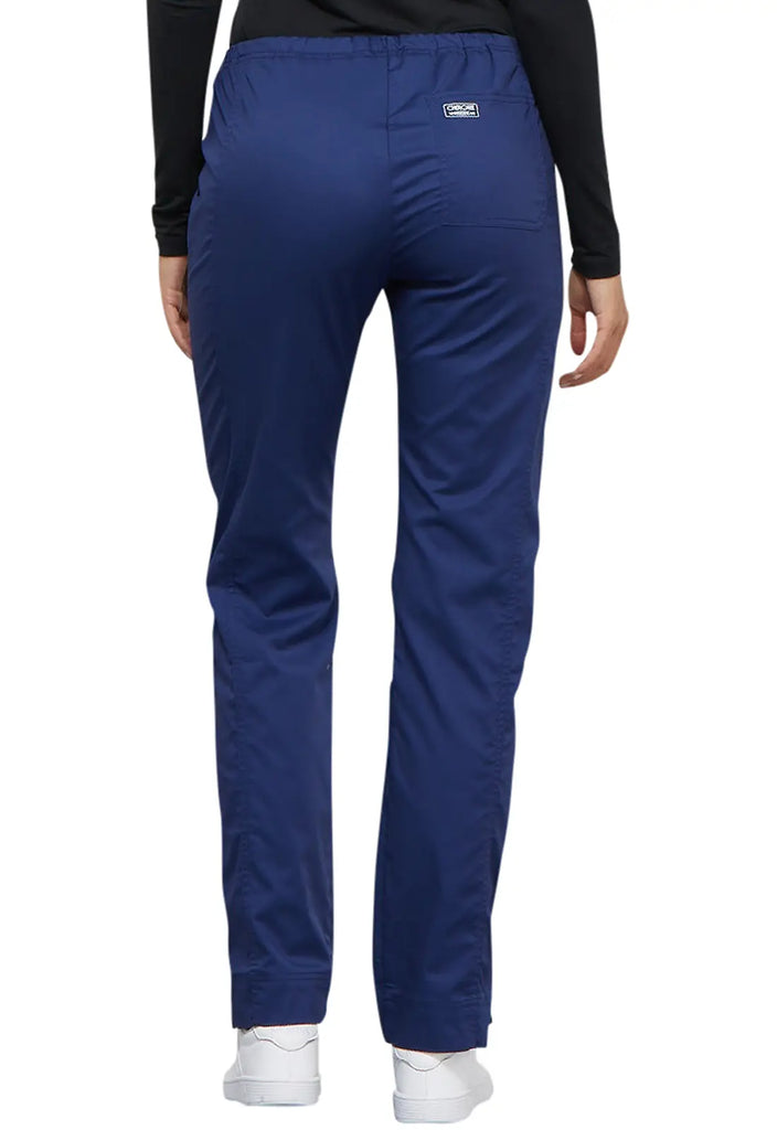 Cherokee Scrubs Mid Rise Slim Straight Drawstring Pant Navy | scrub-supply.com