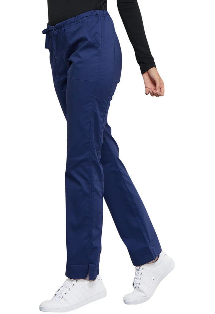 Cherokee Scrubs Mid Rise Slim Straight Drawstring Pant Navy | scrub-supply.com