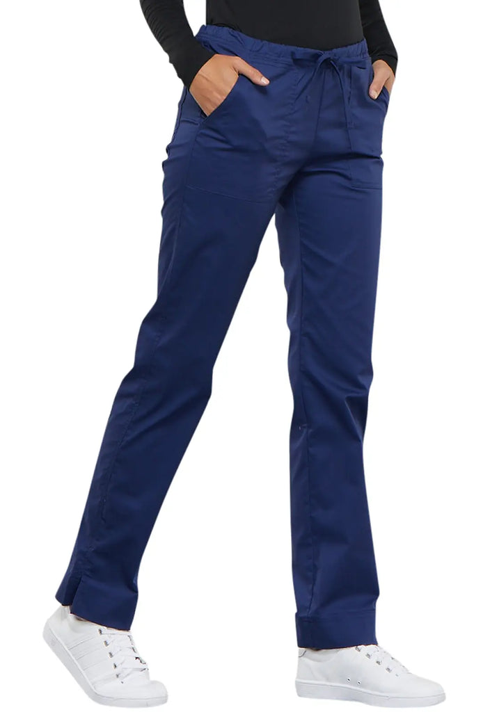 Cherokee Scrubs Women's Mid Rise Slim Straight Drawstring Pant Navy | scrub-supply.com